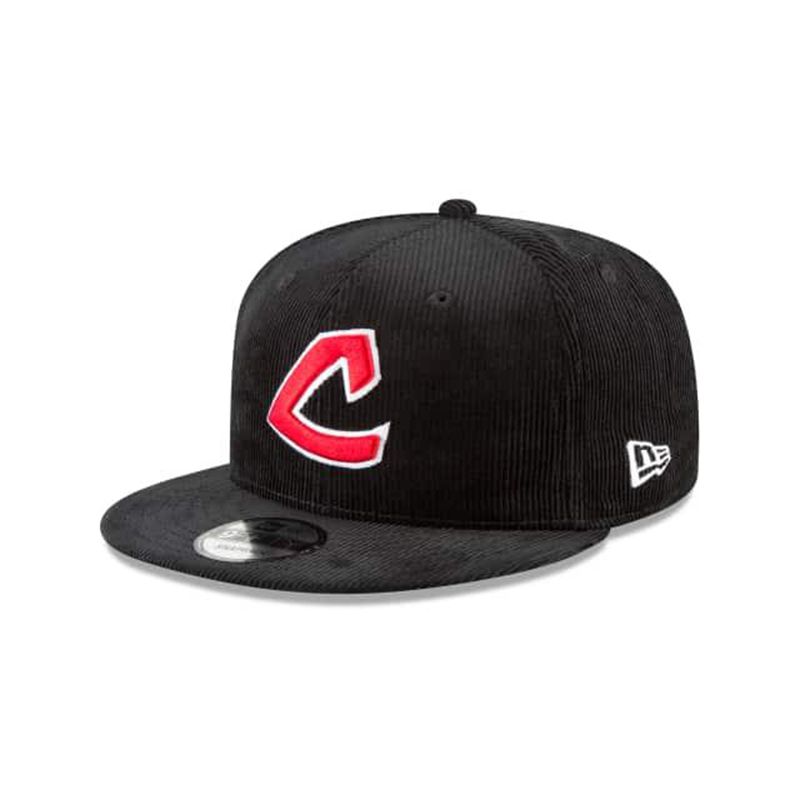 MLB Cleveland Indians Corduroy 9Fifty Snapback (UNV8725) - Black New Era Caps